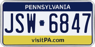 PA license plate JSW6847