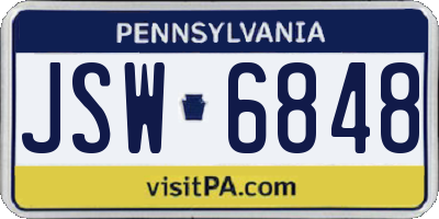 PA license plate JSW6848