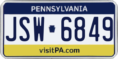 PA license plate JSW6849