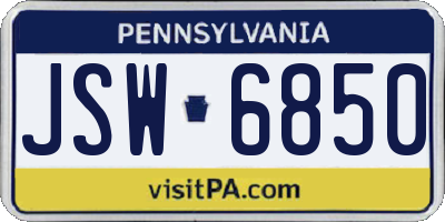 PA license plate JSW6850