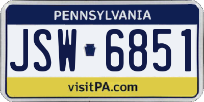PA license plate JSW6851