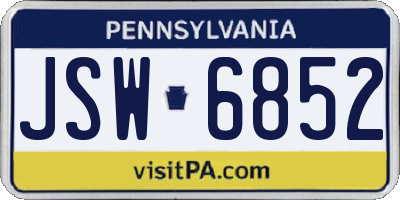 PA license plate JSW6852