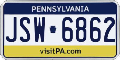 PA license plate JSW6862