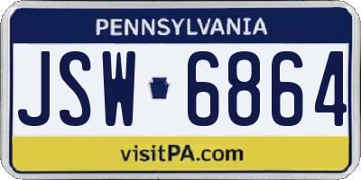 PA license plate JSW6864