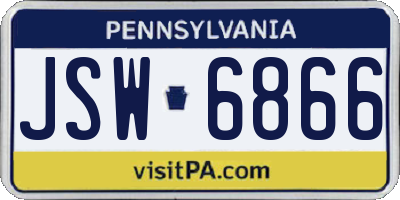 PA license plate JSW6866