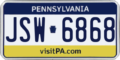PA license plate JSW6868