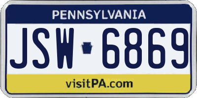 PA license plate JSW6869