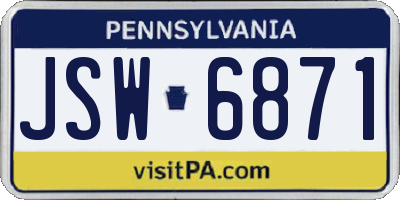 PA license plate JSW6871