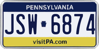 PA license plate JSW6874