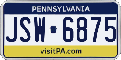 PA license plate JSW6875
