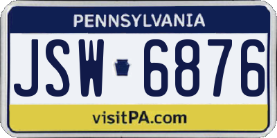 PA license plate JSW6876