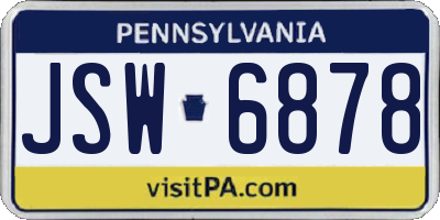 PA license plate JSW6878