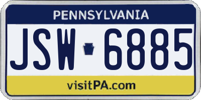 PA license plate JSW6885
