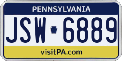 PA license plate JSW6889
