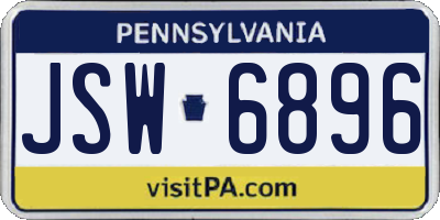 PA license plate JSW6896