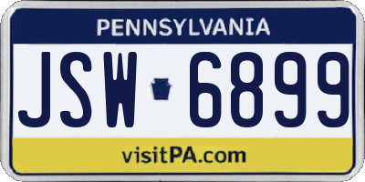 PA license plate JSW6899