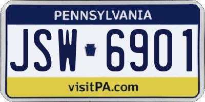 PA license plate JSW6901