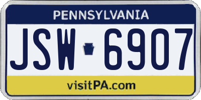 PA license plate JSW6907