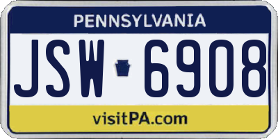 PA license plate JSW6908