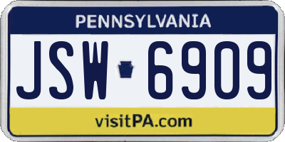 PA license plate JSW6909
