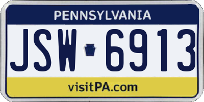 PA license plate JSW6913