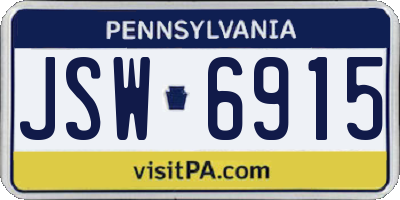 PA license plate JSW6915