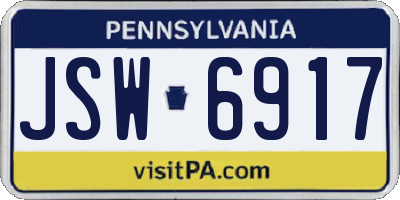 PA license plate JSW6917