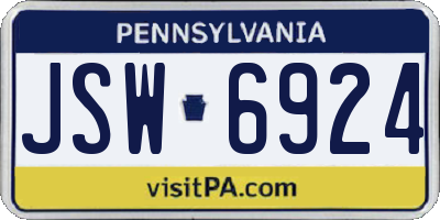 PA license plate JSW6924
