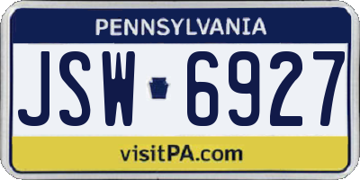 PA license plate JSW6927