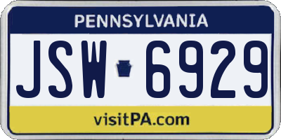 PA license plate JSW6929