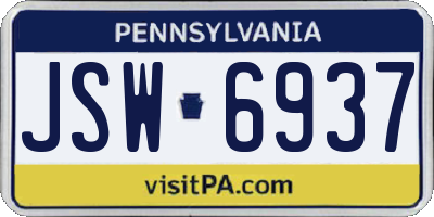 PA license plate JSW6937