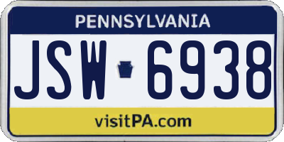 PA license plate JSW6938