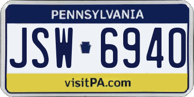 PA license plate JSW6940
