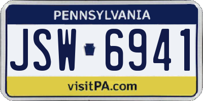 PA license plate JSW6941