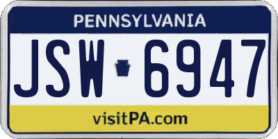 PA license plate JSW6947