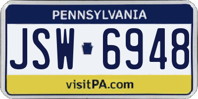 PA license plate JSW6948