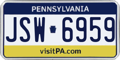 PA license plate JSW6959