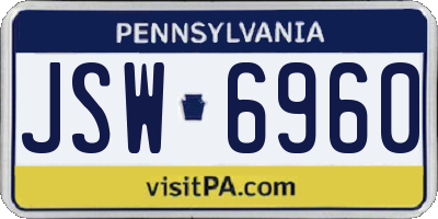 PA license plate JSW6960