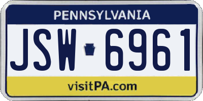 PA license plate JSW6961