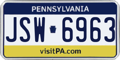 PA license plate JSW6963