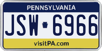 PA license plate JSW6966