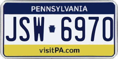 PA license plate JSW6970