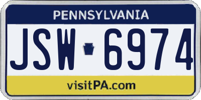 PA license plate JSW6974