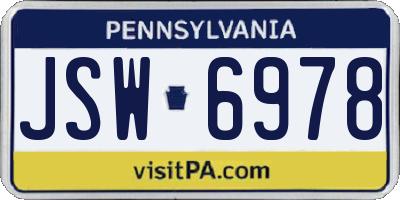 PA license plate JSW6978