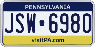 PA license plate JSW6980