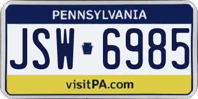 PA license plate JSW6985