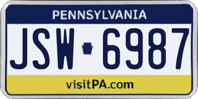 PA license plate JSW6987