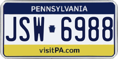PA license plate JSW6988