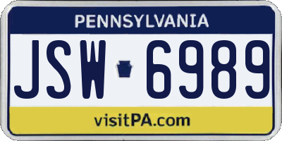 PA license plate JSW6989