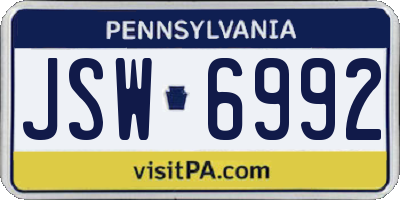 PA license plate JSW6992